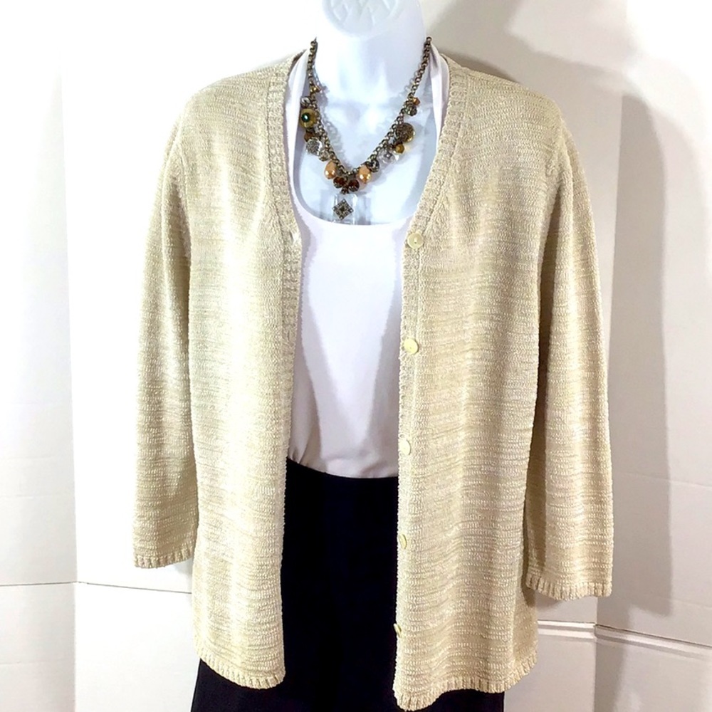 Doncaster taupe/white cardigan sweater M